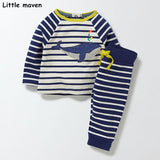 Boys Cotton brand long sleeve striped cloth whale t shirt + pants