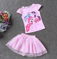 Children Clothing Sets Little pony T-Shirt+Tulle Tutu Skirt 2pcs