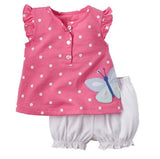 LZH 2017 Summer Baby Girls Clothing Butterfly Short Sleeve T-shirt+Shorts Casual Girls Sport Suits Child Kids Girls Clothes Sets