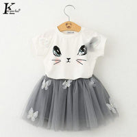 KEAIYOUHUO New Sport Suit Girls Clothes Sets T-shirt+Chiffon Tutu Skirt Costume For Kids Children Clothing Sets 2 3 4 5 6 Years