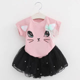 KEAIYOUHUO New Sport Suit Girls Clothes Sets T-shirt+Chiffon Tutu Skirt Costume For Kids Children Clothing Sets 2 3 4 5 6 Years