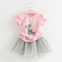 KEAIYOUHUO New Sport Suit Girls Clothes Sets T-shirt+Chiffon Tutu Skirt Costume For Kids Children Clothing Sets 2 3 4 5 6 Years