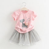KEAIYOUHUO New Sport Suit Girls Clothes Sets T-shirt+Chiffon Tutu Skirt Costume For Kids Children Clothing Sets 2 3 4 5 6 Years