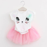 KEAIYOUHUO New Sport Suit Girls Clothes Sets T-shirt+Chiffon Tutu Skirt Costume For Kids Children Clothing Sets 2 3 4 5 6 Years