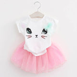 KEAIYOUHUO New Sport Suit Girls Clothes Sets T-shirt+Chiffon Tutu Skirt Costume For Kids Children Clothing Sets 2 3 4 5 6 Years