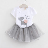 KEAIYOUHUO New Sport Suit Girls Clothes Sets T-shirt+Chiffon Tutu Skirt Costume For Kids Children Clothing Sets 2 3 4 5 6 Years