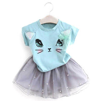 KEAIYOUHUO New Sport Suit Girls Clothes Sets T-shirt+Chiffon Tutu Skirt Costume For Kids Children Clothing Sets 2 3 4 5 6 Years