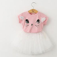 KEAIYOUHUO New Sport Suit Girls Clothes Sets T-shirt+Chiffon Tutu Skirt Costume For Kids Children Clothing Sets 2 3 4 5 6 Years