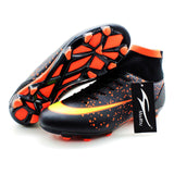 MAULTBY Men's Black Orange High Ankle AG Sole Outdoor Cleats Football Boots Shoes Soccer Cleats #SS3008B