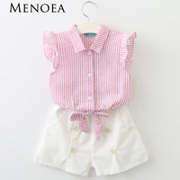 Menoea 2017 Brand Children Clothes Fashion Style Kids Girls Clothing Sets Summer New short Sleeve T-Shirt+Pant Dress 2Pcs