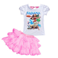 MOANA Baby Girls Clothes Sets Summer Fashion Kids T-shirt+Tutu Skirt