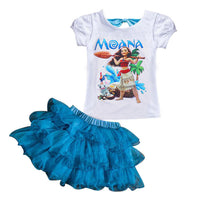 MOANA Baby Girls Clothes Sets Summer Fashion Kids T-shirt+Tutu Skirt