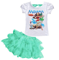 MOANA Baby Girls Clothes Sets Summer Fashion Kids T-shirt+Tutu Skirt