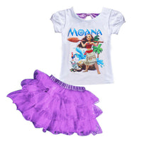 MOANA Baby Girls Clothes Sets Summer Fashion Kids T-shirt+Tutu Skirt