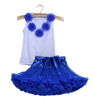 Girls Clothes Set Sport Suit Pettiskirt Sets 2Pcs Kids Floral Fluffy Tutu Skirt & Vest Princess Birthday Party Ballet Dance Wear
