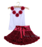 Girls Clothes Set Sport Suit Pettiskirt Sets 2Pcs Kids Floral Fluffy Tutu Skirt & Vest Princess Birthday Party Ballet Dance Wear