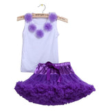 Girls Clothes Set Sport Suit Pettiskirt Sets 2Pcs Kids Floral Fluffy Tutu Skirt & Vest Princess Birthday Party Ballet Dance Wear