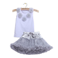 Girls Clothes Set Sport Suit Pettiskirt Sets 2Pcs Kids Floral Fluffy Tutu Skirt & Vest Princess Birthday Party Ballet Dance Wear