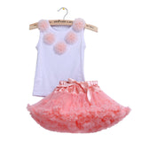 Girls Clothes Set Sport Suit Pettiskirt Sets 2Pcs Kids Floral Fluffy Tutu Skirt & Vest Princess Birthday Party Ballet Dance Wear
