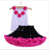 Girls Clothes Set Sport Suit Pettiskirt Sets 2Pcs Kids Floral Fluffy Tutu Skirt & Vest Princess Birthday Party Ballet Dance Wear