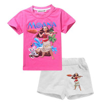 Summer Girls Sport Suit Fashion MOANA Girls Clothes Sets For Children Clothing Sets Short Sleeve Kids Clothes 3 4 5 6 7 8 Years