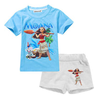 Summer Girls Sport Suit Fashion MOANA Girls Clothes Sets For Children Clothing Sets Short Sleeve Kids Clothes 3 4 5 6 7 8 Years