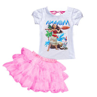 Summer Girls Sport Suit Fashion MOANA Girls Clothes Sets For Children Clothing Sets Short Sleeve Kids Clothes 3 4 5 6 7 8 Years