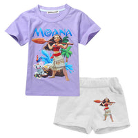 Summer Girls Sport Suit Fashion MOANA Girls Clothes Sets For Children Clothing Sets Short Sleeve Kids Clothes 3 4 5 6 7 8 Years