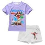 Summer Girls Sport Suit Fashion MOANA Girls Clothes Sets For Children Clothing Sets Short Sleeve Kids Clothes 3 4 5 6 7 8 Years