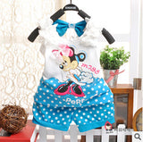 Xemonale  Minnie mouse baby girls summer clothing set infant kids sport suit clothes set children tracksuit Tshirt+short pant