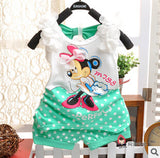 Xemonale  Minnie mouse baby girls summer clothing set infant kids sport suit clothes set children tracksuit Tshirt+short pant