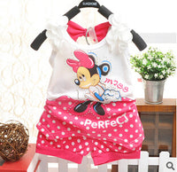 Xemonale  Minnie mouse baby girls summer clothing set infant kids sport suit clothes set children tracksuit Tshirt+short pant