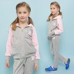 Spring Autumn Girls Sports Suit Set Velet Children Clothing Sets Kids Sportswear Big Girls Hoodies Jacket & Pants 4-15Y DQ196