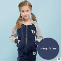 Spring Autumn Girls Sports Suit Set Velet Children Clothing Sets Kids Sportswear Big Girls Hoodies Jacket & Pants 4-15Y DQ196