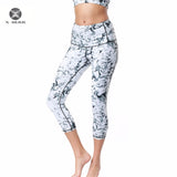 X-HERR New Arrival Capri Trousers Women Pants Elastic Quick-dry Exercise Sports Clothing Casual Outdoor Black/Marble Yoga Pants