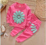 Children Long Sleeve Sunflower Sport Suits Kids Girls Clothes Sets Tracksuit