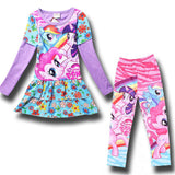Girls Pony Tracksuit for Girls Cotton Print T Shirt and Legging Sportswear Costume