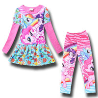 Girls Pony Tracksuit for Girls Cotton Print T Shirt and Legging Sportswear Costume
